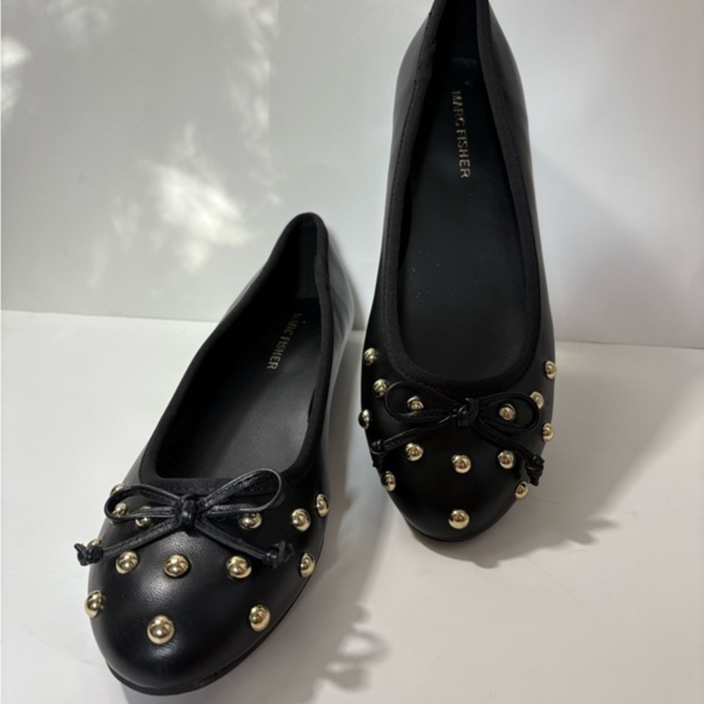 MARC FISHER  Black Flats with Gold Studs